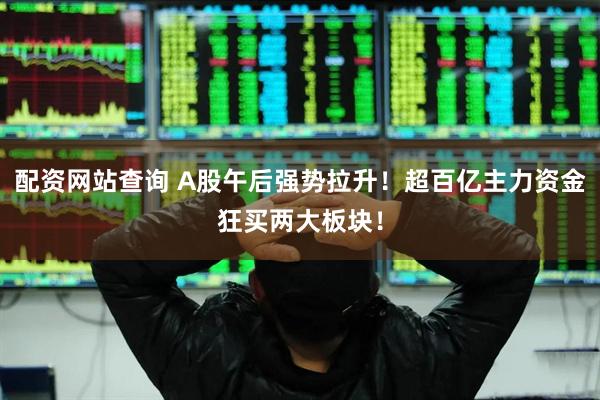 配资网站查询 A股午后强势拉升！超百亿主力资金狂买两大板块！