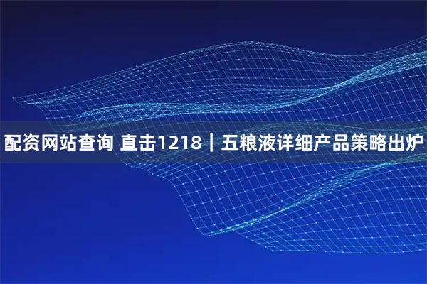 配资网站查询 直击1218｜五粮液详细产品策略出炉